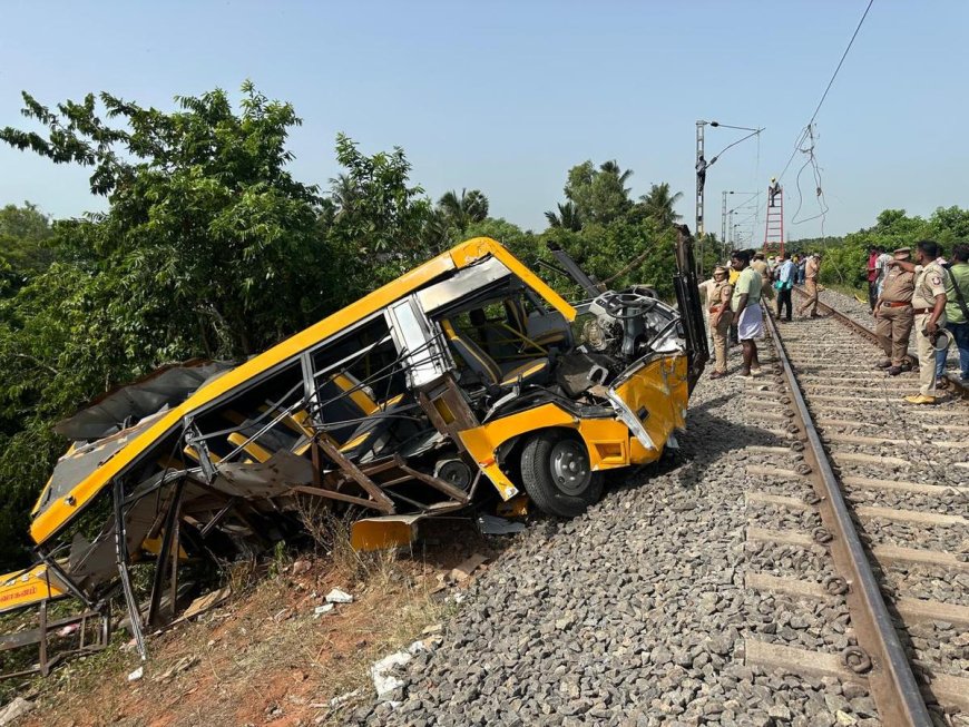 Two Children Killed, Others Injured in Tamil Nadu School Van Collision with Train